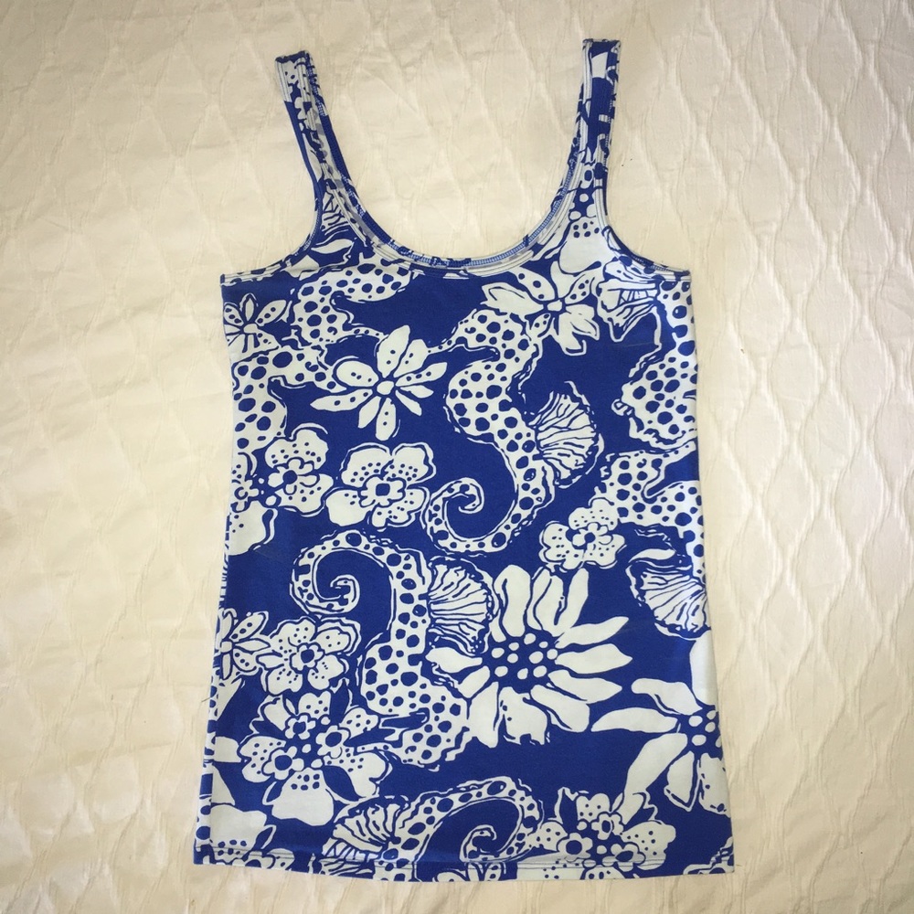 🦋 Lilly Pulitzer Cotton Tank Small Quahog Chowdah - Picture 1 of 5